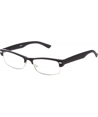 Wayfarer Unisex Classic Vintage Horn Rimmed Style Half Frame Clear Lens Eye Glasses for Men & Women - Rubber Black - CS11G6GT...