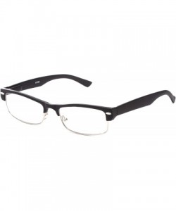 Wayfarer Unisex Classic Vintage Horn Rimmed Style Half Frame Clear Lens Eye Glasses for Men & Women - Rubber Black - CS11G6GT...