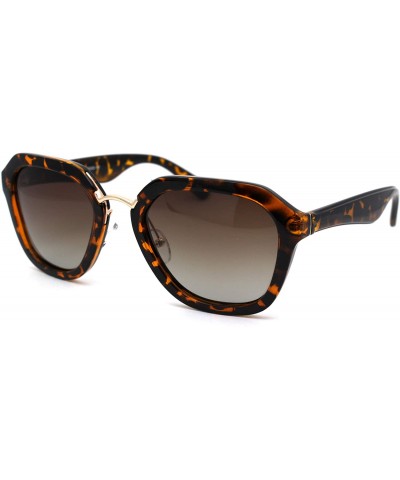 Rectangular Polarized Womens Chic Mod Designer Fashion Thick Plastic Rectangular Sunglasses - Tortoise Smoke - CA192RWT8YZ $2...