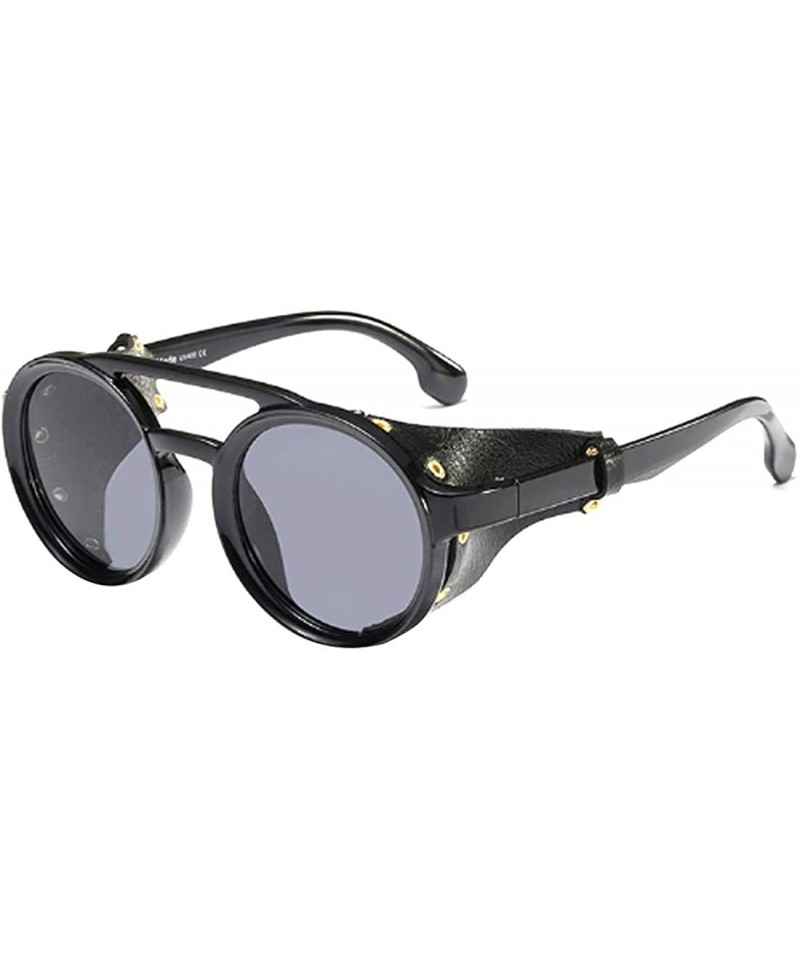 Round Women's Retro Small Round Plastic Frame Candy Color Design Sunglasses - Bright Black Gray - C318W5EHU0X $24.97