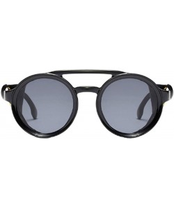 Round Women's Retro Small Round Plastic Frame Candy Color Design Sunglasses - Bright Black Gray - C318W5EHU0X $24.97