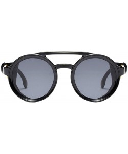Round Women's Retro Small Round Plastic Frame Candy Color Design Sunglasses - Bright Black Gray - C318W5EHU0X $24.97