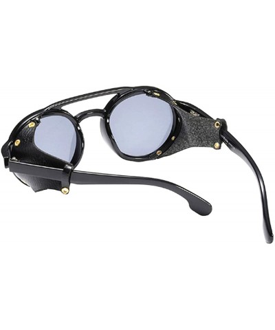 Round Women's Retro Small Round Plastic Frame Candy Color Design Sunglasses - Bright Black Gray - C318W5EHU0X $24.97