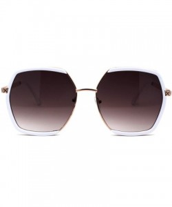 Square Womens Luxury Double Rim Octagonal Designer Fashion Sunglasses - Gold White Brown - CQ194OINWMG $14.30
