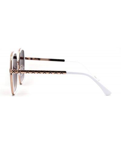 Square Womens Luxury Double Rim Octagonal Designer Fashion Sunglasses - Gold White Brown - CQ194OINWMG $14.30