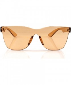 Rimless Rimless One Piece Panel Color Arm Sunglasses- Color Mirror Lens A205 - Brown - C218EYHLGRX $12.65