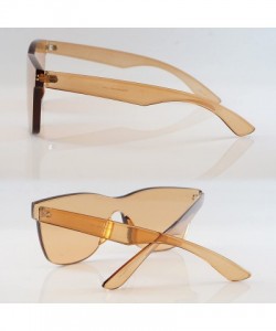 Rimless Rimless One Piece Panel Color Arm Sunglasses- Color Mirror Lens A205 - Brown - C218EYHLGRX $12.65