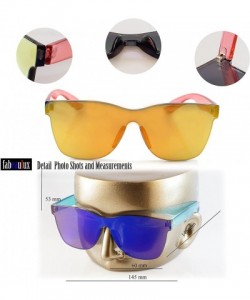 Rimless Rimless One Piece Panel Color Arm Sunglasses- Color Mirror Lens A205 - Brown - C218EYHLGRX $12.65