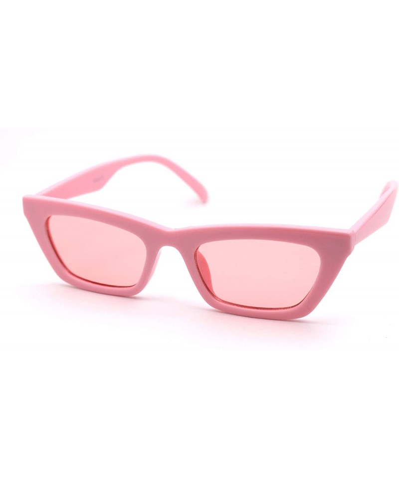 Rectangular Womens Mod Simple Pop Color Squared Cat Eye Sunglasses - Pink - C018WNCTEWW $8.28
