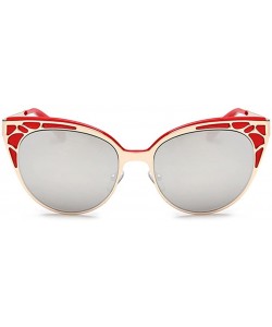Oval Sunglasses For Women Best Quality Copper Frame UV Protection With Free Sunglasses Case - Red/Silver - CP12FEVGAZ9 $14.07