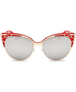 Oval Sunglasses For Women Best Quality Copper Frame UV Protection With Free Sunglasses Case - Red/Silver - CP12FEVGAZ9 $14.07