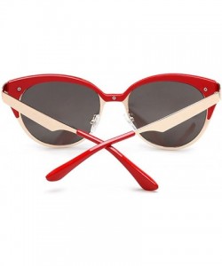 Oval Sunglasses For Women Best Quality Copper Frame UV Protection With Free Sunglasses Case - Red/Silver - CP12FEVGAZ9 $14.07