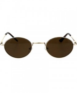 Round Mens Oval Round Metal Rim 90s Narrow Pimp Sunglasses - Light Gold Brown - C018EL4IU5U $9.79