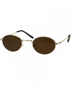 Round Mens Oval Round Metal Rim 90s Narrow Pimp Sunglasses - Light Gold Brown - C018EL4IU5U $9.79