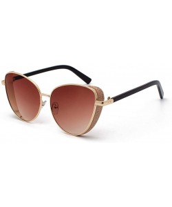 Round Polarized Sunglasses Classic Small Round Metal Frame for Women Polarized Sunglasses - Coffee - CL199LCQ7CR $7.28