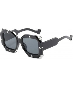 Oversized Oversize Square Sunglasses Women Rhinestone Luxury Brand Design Mirror Coating Fashion Shades Sun Glasses - CH18RAI...