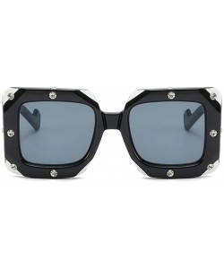 Oversized Oversize Square Sunglasses Women Rhinestone Luxury Brand Design Mirror Coating Fashion Shades Sun Glasses - CH18RAI...