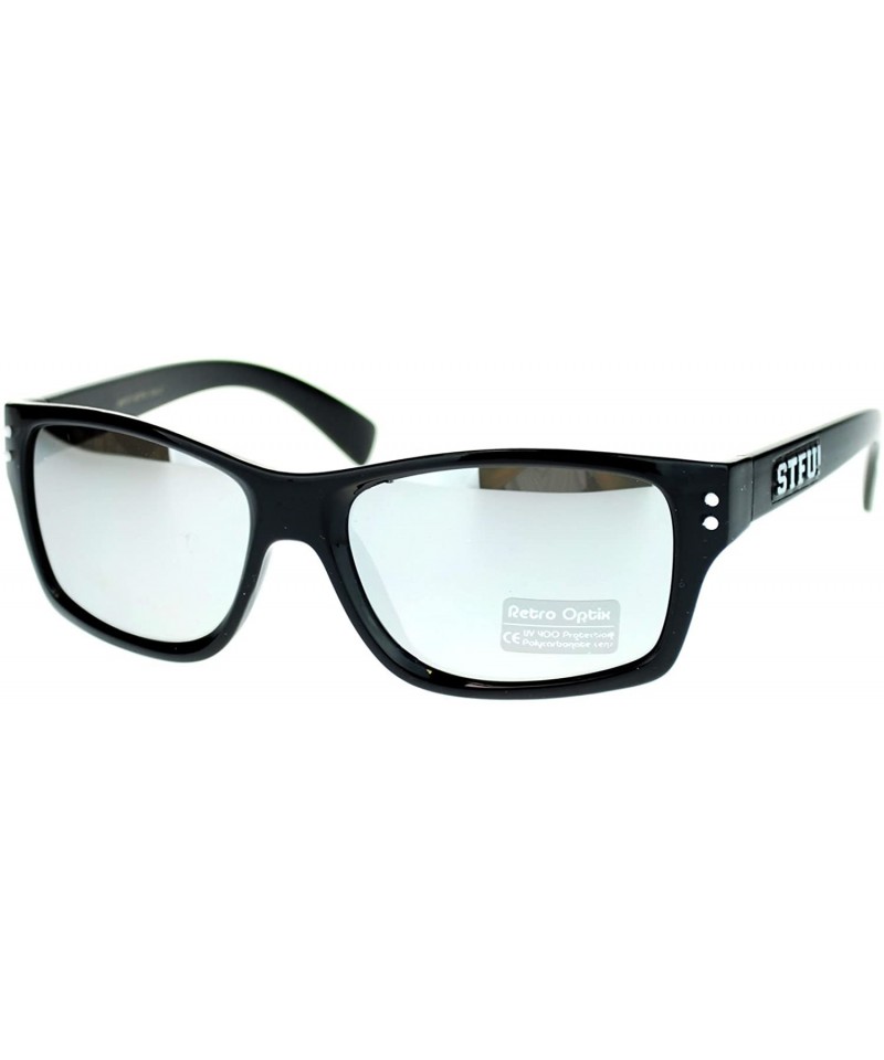 Rectangular STFU! Unisex Sunglasses Classic Rectangular Reflective Lens - White - CZ11P5E1B8D $9.99