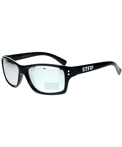 Rectangular STFU! Unisex Sunglasses Classic Rectangular Reflective Lens - White - CZ11P5E1B8D $9.99