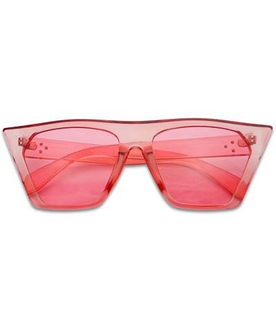 Cat Eye Super Flat Top Square Pointed Cat Eye Candy Colored Crystal Sunglasses Transparent Frame - Light Pink - Pink - CQ18EX...