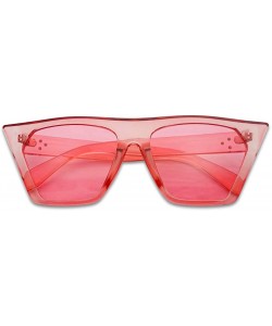 Cat Eye Super Flat Top Square Pointed Cat Eye Candy Colored Crystal Sunglasses Transparent Frame - Light Pink - Pink - CQ18EX...