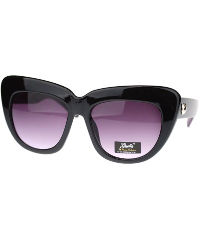 Cat Eye Giselle Trendy Womens Nerdy Thick Plastic Oversized Cat Eye Sunglasses - Black Purple - C211O55AQAZ $9.79