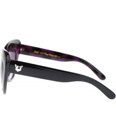 Cat Eye Giselle Trendy Womens Nerdy Thick Plastic Oversized Cat Eye Sunglasses - Black Purple - C211O55AQAZ $9.79