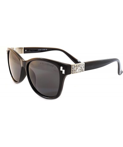 Wayfarer Women's Retro Polarized Cat-Eye Sunglasses - Designer Classic Style P005 - Black - CP1850G2ATT $12.41