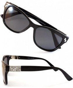 Wayfarer Women's Retro Polarized Cat-Eye Sunglasses - Designer Classic Style P005 - Black - CP1850G2ATT $12.41