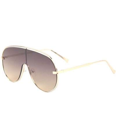 Shield Separate Rim One Piece Flat Shield Sunglasses - Brown - CH1988CUMNT $12.31