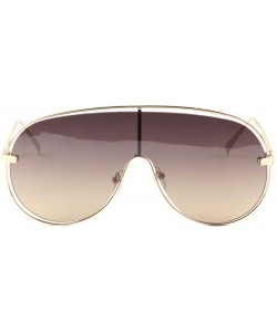 Shield Separate Rim One Piece Flat Shield Sunglasses - Brown - CH1988CUMNT $12.31