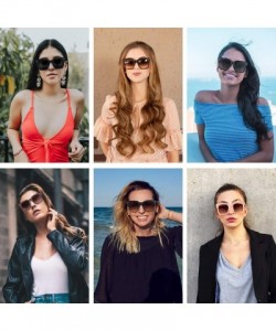 Square Classic Square Oversized Sunglasses for Women Men Vintage Shades UV400 - C16 Blue/Leopard Frame - CM198DQG9NO $10.82