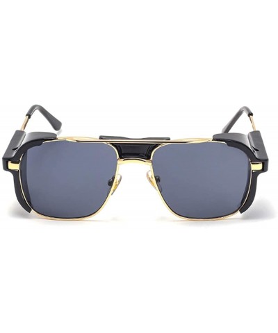 Wrap Retro Gothic Steampunk Sunglasses for Women Men square Lens Metal Frame sunglasses John Lennon square Sunglasses - CZ196...