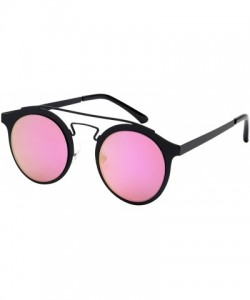 Aviator Retro Inspired P3 Style Cross Bar Sunnies w/Flat Lens 25135-FLREV - Black - C212N1400OP $8.36