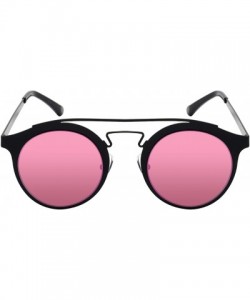 Aviator Retro Inspired P3 Style Cross Bar Sunnies w/Flat Lens 25135-FLREV - Black - C212N1400OP $8.36