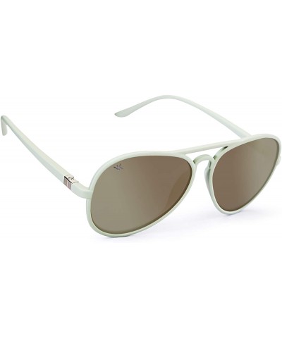 Round Alex - Mirrored Polarized Aviator Sunglasses for Women with UV Protection - Grey - CV18TEQU6C5 $29.06