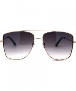 Oversized Mens Extra Oversized Squared Metal Rim Pilots Sunglasses - Gold Smoke - CP196ERS5G5 $12.07