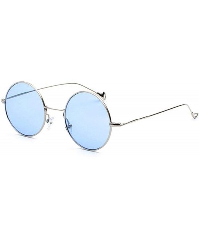 Round Fashion Metal Round Steampunk Retro Women Sunglasses Ocean Color Gold Red - Silver Blue - C218YQN9GZL $7.94