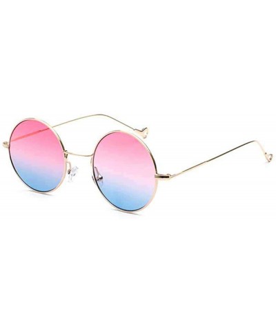Round Fashion Metal Round Steampunk Retro Women Sunglasses Ocean Color Gold Red - Silver Blue - C218YQN9GZL $7.94