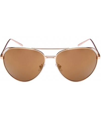 Aviator Aviator Sheild Cut Out w/Color Mirror Lens 25141-REV - Matte Gold - CQ12N30Q6TP $10.48