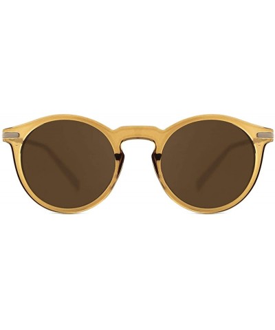 Square Horn Rimmed Sunglasses for Women Men Round Fashion UV400 Protection Eyewear - B-goldenrod - C218UAN2CGS $13.75
