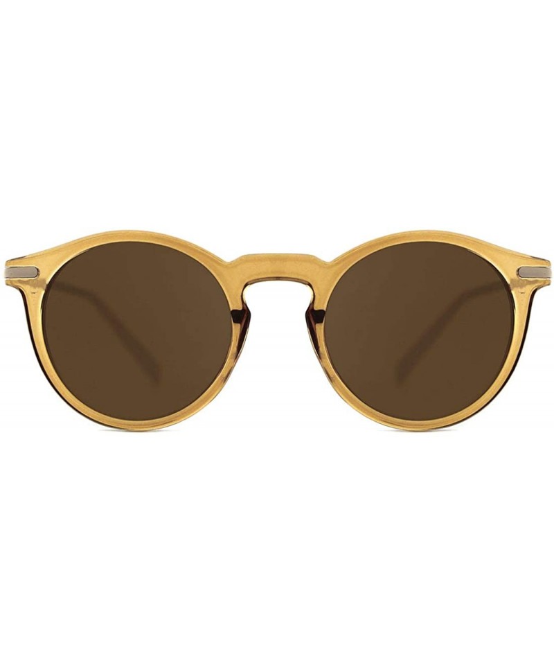 Square Horn Rimmed Sunglasses for Women Men Round Fashion UV400 Protection Eyewear - B-goldenrod - C218UAN2CGS $13.75