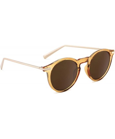 Square Horn Rimmed Sunglasses for Women Men Round Fashion UV400 Protection Eyewear - B-goldenrod - C218UAN2CGS $13.75