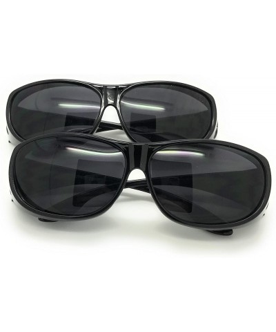Aviator Wear Over Prescription Glasses Fit Over Sunglass - 2 Pair Black - CD12O22FK6Z $18.88