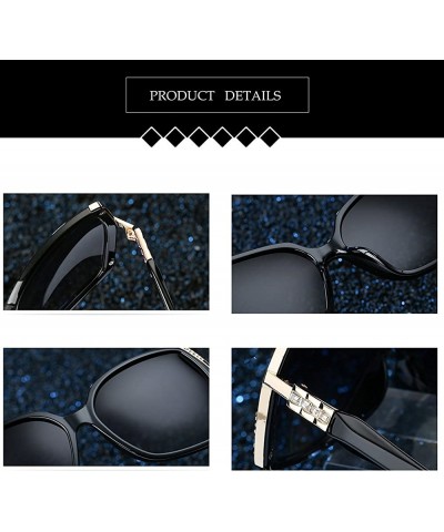 Square Women Sparkling Crystal Polarized Sunglasses UV400 - Black - CX18GLK2I0O $10.00