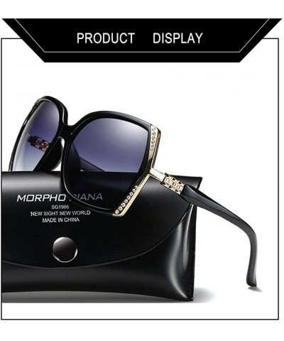 Square Women Sparkling Crystal Polarized Sunglasses UV400 - Black - CX18GLK2I0O $10.00