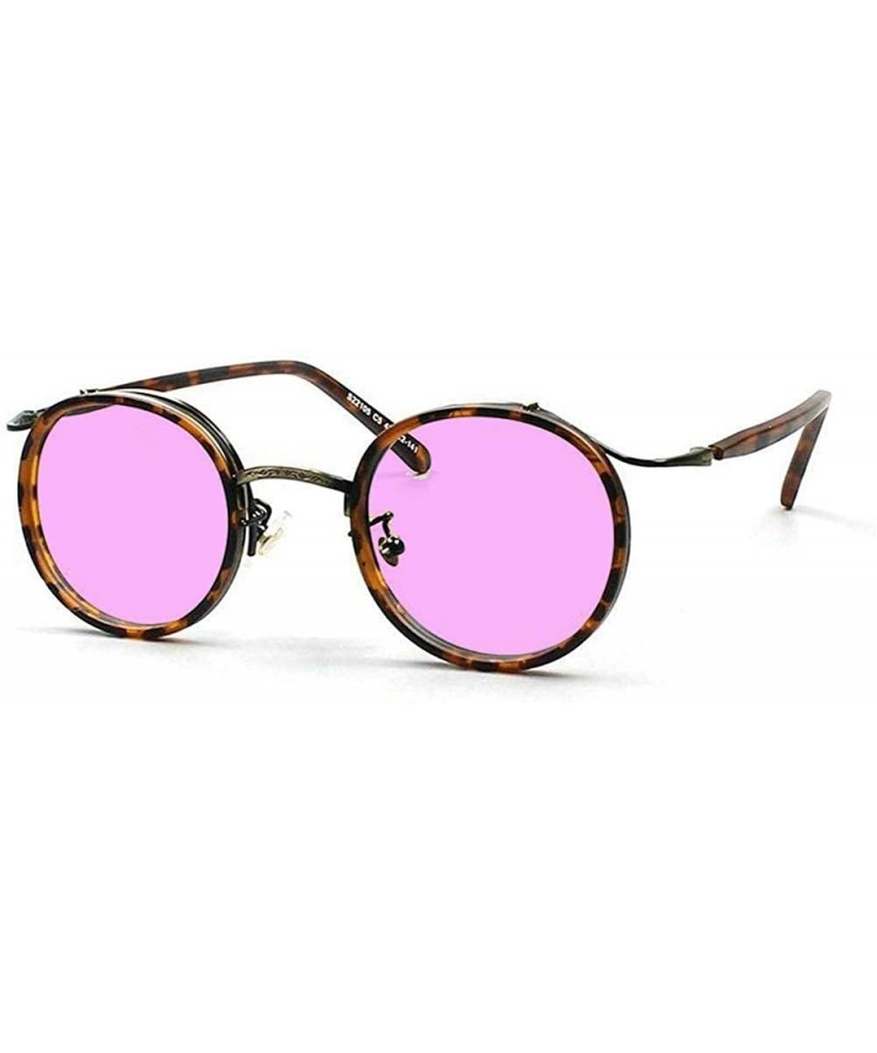 Round Sunglasses Luxury Designer Glasses Leopard - Leopard&purple - CR192SMSZ8C $15.53