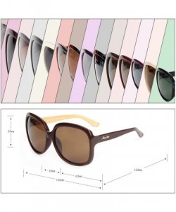 Oval Oversized Womens Sunglasses Polarized uv Protection Simple Sunglasses LSP301 - Acetate Polarized Brown - CM11QM5G74R $20.58