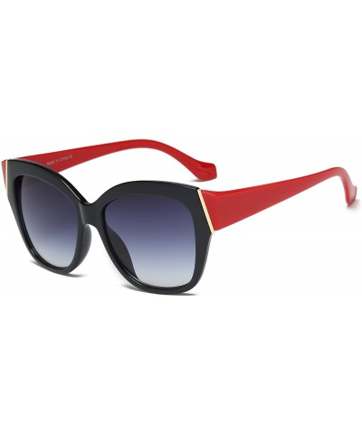 Oversized Women Retro Oversized Round Cat Eye UV Protection Fashion Sunglasses - Red - CZ18WQ6ADKQ $21.49