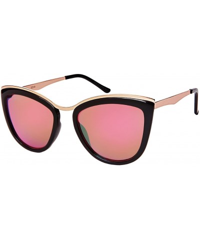 Cat Eye Chic Cat Eye Sunnies s/Color Mirror Lens 32210-REV - Black Matte Rose Gold - CL18203AKR4 $8.79